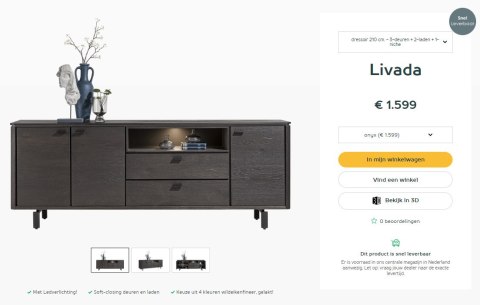 Komoda 210 cm H&H Livada Onyx Defekt na prawym boku Komoda 210 cm H&H Livada Onyx Defekt na prawym boku