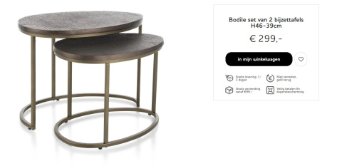 COCO MAISON Bodile zestaw 2 stolików bocznych wys. 46-39 cm COCO MAISON Bodile zestaw 2 stolików bocznych wys. 46-39 cm