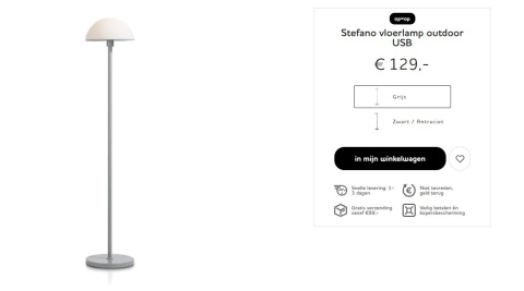 COCO MAISON Lampa podłogowa Stefano zewnętrzna USB Szara COCO MAISON Lampa podłogowa Stefano zewnętrzna USB Szara