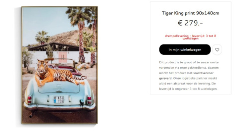 COCO MAISON Obraz szklany Tiger King 90x140cm COCO MAISON Obraz szklany Tiger King 90x140cm