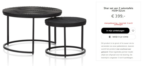 COCO MAISON Shar zestaw 2 stolików kawowych wys. 39+32cm COCO MAISON Shar zestaw 2 stolików kawowych wys. 39+32cm