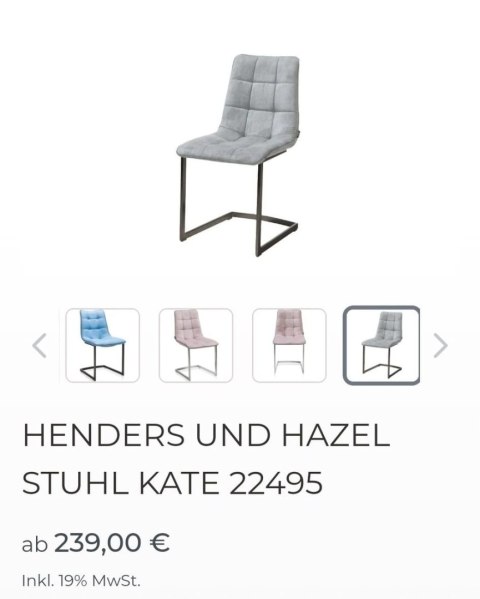 Krzesło Henders& Hazel Kate wybór tapicerki Krzesło Henders& Hazel Kate wybór tapicerki