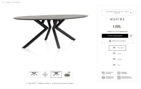 Stół Xooon Masura 220 x 105 cm elipsa antracyt Stół Xooon Masura 220 x 105 cm elipsa antracyt