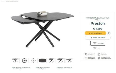 [na zamówienie] Stół Rozkładany Henders& Hazel Preston 120+ (2x 30) x 90 cm ceramika antracyt