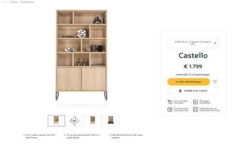 [na zamówienie] Bufet Castello Hender& Hazel 123 cm z 2 drzwiami i 9 wnękami (+ LED)