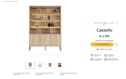 [na zamówienie] Bufet Castello Henders& Hazel 150 cm z 3 drzwiami i 9 wnękami (+ LED)