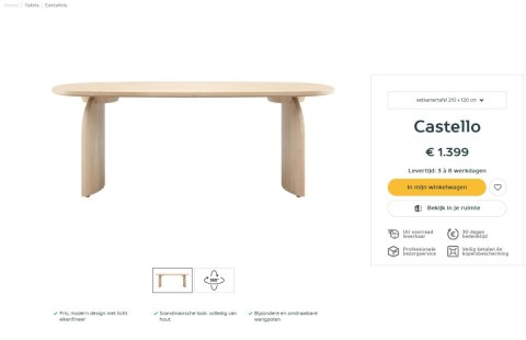 [na zamówienie] Stół jadalniany Castello Henders& Hazel 210 x 120 cm