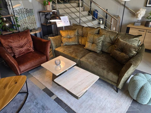 Komplet stolików kawowych Coco Maison ISSY - blat naturalny trawertyn Komplet stolików kawowych Coco Maison ISSY - blat naturalny trawertyn