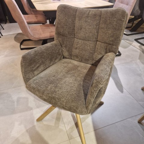 [na zamówienie] Fotel obrotowy JUNA z funkcją relax, tkanina Livigno chenille brązowy, rama dąb naturalny