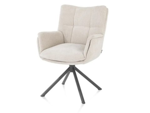 [na zamówienie] Fotel obrotowy JUNA z funkcją relax, tkanina Livigno chenille kremowy, rama metal grafit