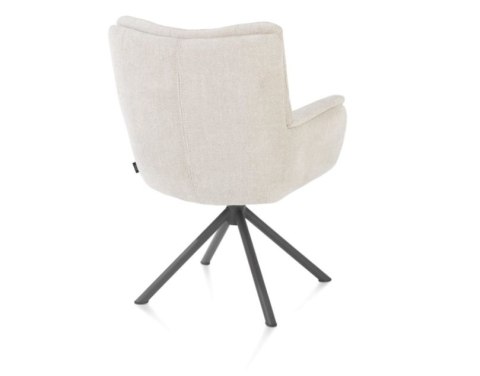 [na zamówienie] Fotel obrotowy JUNA z funkcją relax, tkanina Livigno chenille kremowy, rama metal grafit