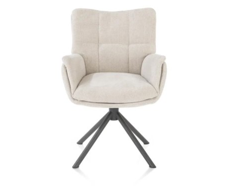 [na zamówienie] Fotel obrotowy JUNA z funkcją relax, tkanina Livigno chenille kremowy, rama metal grafit