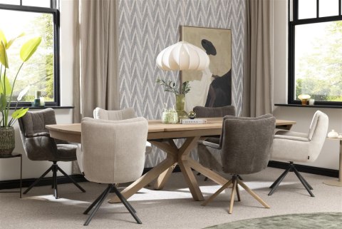 [na zamówienie] Fotel obrotowy JUNA z funkcją relax, tkanina Livigno chenille kremowy, rama metal grafit