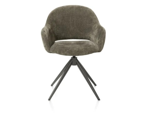 [na zamówienie] Fotel obrotowy z podłokietnikami FINN w tkaninie Livigno, ciemnozielony z grafitową podstawą