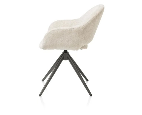 [na zamówienie] Fotel obrotowy z podłokietnikami FINN w tkaninie Livigno, kremowy z grafitową podstawą