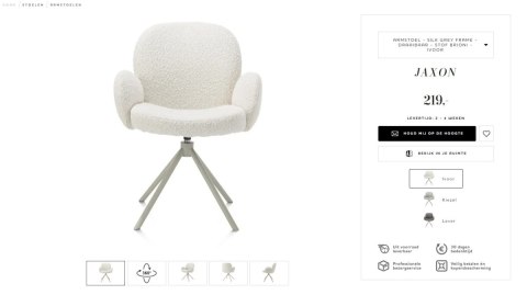 [na zamówienie] Krzesło obrotowe JAXON - tkanina Bouclé, kolor Ivory, podstawa Silk Grey