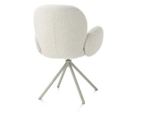 [na zamówienie] Krzesło obrotowe JAXON - tkanina Bouclé, kolor Ivory, podstawa Silk Grey