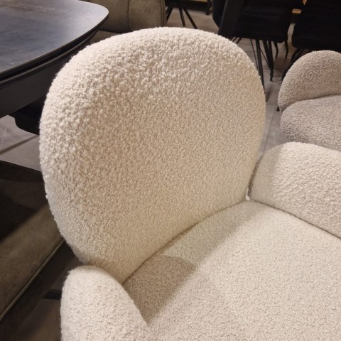 [na zamówienie] Krzesło obrotowe JAXON - tkanina Bouclé, kolor Ivory, podstawa Silk Grey