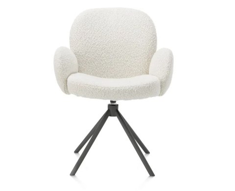 [na zamówienie] Krzesło obrotowe JAXON - tkanina Bouclé, kolor Ivory, podstawa antracyt