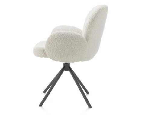 [na zamówienie] Krzesło obrotowe JAXON - tkanina Bouclé, kolor Ivory, podstawa antracyt