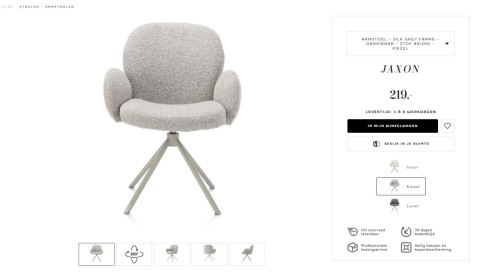 [na zamówienie] Krzesło obrotowe JAXON - tkanina Bouclé, kolor Kiezel, podstawa Silk Grey