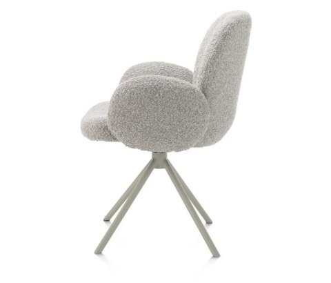 [na zamówienie] Krzesło obrotowe JAXON - tkanina Bouclé, kolor Kiezel, podstawa Silk Grey