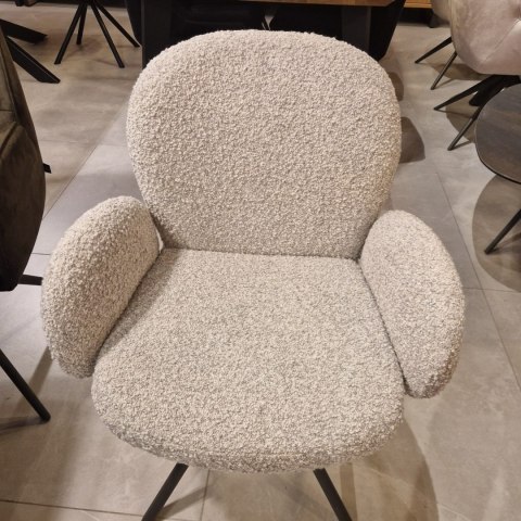[na zamówienie] Krzesło obrotowe JAXON - tkanina Bouclé, kolor Kiezel, podstawa Silk Grey