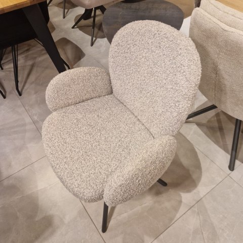 [na zamówienie] Krzesło obrotowe JAXON - tkanina Bouclé, kolor Kiezel, podstawa Silk Grey