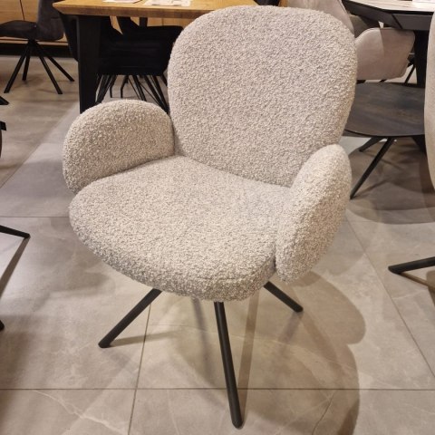 [na zamówienie] Krzesło obrotowe JAXON - tkanina Bouclé, kolor Kiezel, podstawa antracyt