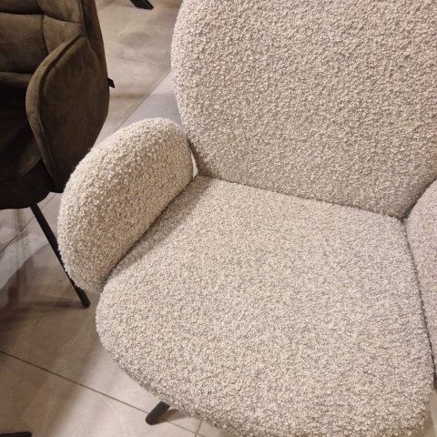 [na zamówienie] Krzesło obrotowe JAXON - tkanina Bouclé, kolor Kiezel, podstawa antracyt