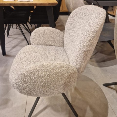 [na zamówienie] Krzesło obrotowe JAXON - tkanina Bouclé, kolor Kiezel, podstawa antracyt