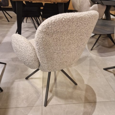 [na zamówienie] Krzesło obrotowe JAXON - tkanina Bouclé, kolor Kiezel, podstawa antracyt