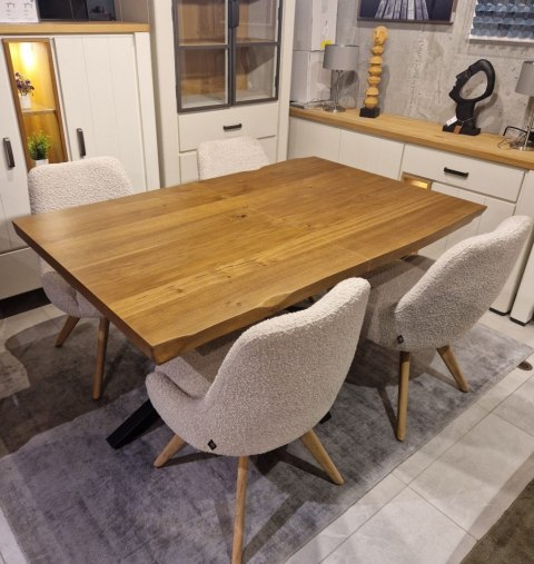 [na zamówienie] Krzesło obrotowe Rocco bez podłokietników, tkanina Brioni boucle kremowy, nogi metal grafit