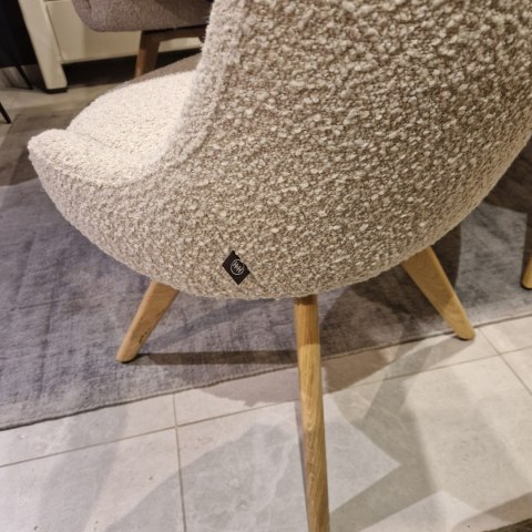 [na zamówienie] Krzesło obrotowe Rocco bez podłokietników, tkanina Brioni boucle kremowy, nogi metal grafit