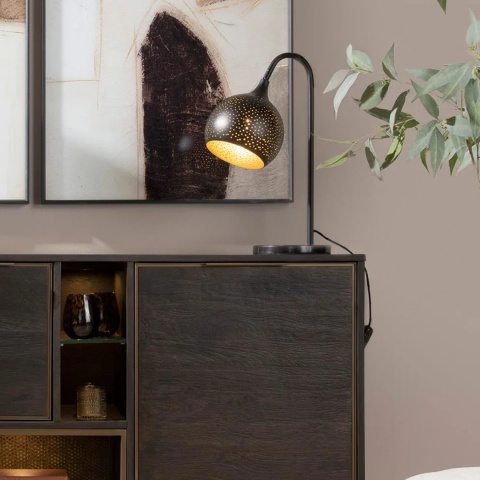 [na zamówienie] Lampa Stołowa Perforowana ARJEN Czarno-Złota COCO Maison