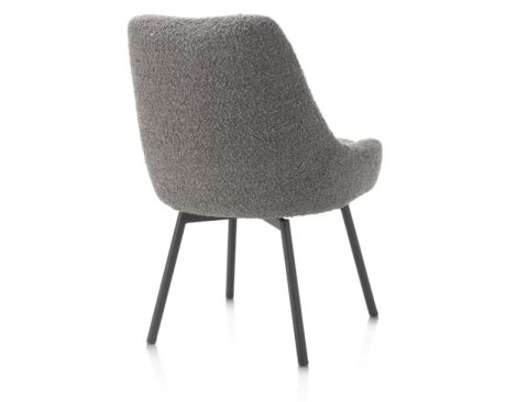 [na zamówienie]Krzesło obrotowe Rocco bez podłokietników, tkanina Brioni boucle kolor szary, nogi metal grafit