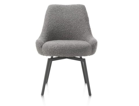 [na zamówienie]Krzesło obrotowe Rocco bez podłokietników, tkanina Brioni boucle kolor szary, nogi metal grafit