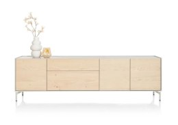 (R) Nowoczesna komoda NIORA 240 cm, fornir dębowy i lakier Silk Grey (Xooon)