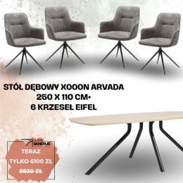 Zestaw stół ARVADA 250 x 110 cm+ 6 krzeseł obrotowych EIFEL (wybór koloru)