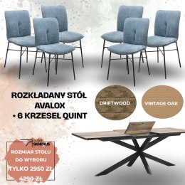 Zestaw stół AVALOX 190+50 x 98 cm+ 6 krzeseł QUINT