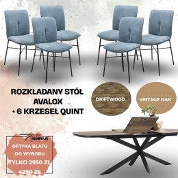 Zestaw stół AVALOX 190+60 x 110 cm+ 6 krzeseł QUINT