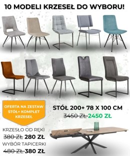 Zestaw stół H&H Pavalon 200+ 78 x 100 cm + komplet krzeseł