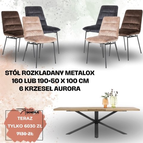 Zestaw stół Metalox 190+ 50 x 100 cm + 6 krzeseł Aurora Zestaw stół Metalox 190+ 50 x 100 cm + 6 krzeseł Aurora