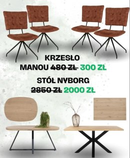 Zestaw stół NYBORG 150 x 110 cm lub 150 x 100 cm + 4 krzesła MANOU