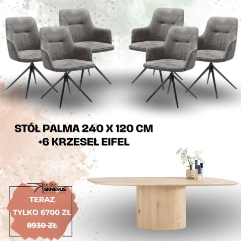Zestaw stół PALMA 240 x 120 cm + 6 krzeseł Efiel (wybór koloru) Zestaw stół PALMA 240 x 120 cm + 6 krzeseł Efiel (wybór koloru)