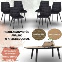 Zestaw stół rozkładany Avalox (rozmiar i optyka blatu do wyboru)+ 6 krzeseł Coral (wybór koloru)