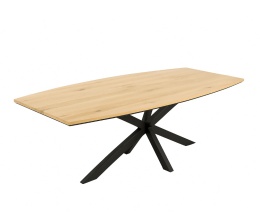 Nowoczesny stół w fornirze dębowym do jadalni FANEUR Xooon 210 x 105 cm z metalową podstawą typu pająk