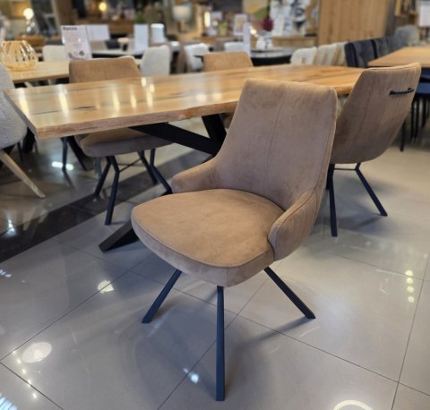 Stół dębowy z rzekami żywicy 'RIVER' 200x100 cm, blat lity dąb, nogi metalowe czarne