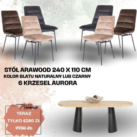 Zestaw stół ARAWOOD 240 x 110 cm + 6 krzeseł Aurora