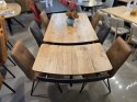 Stół industrialny rozkładany ASPEN 200-278 cm, blat lity dąb, noga pająk